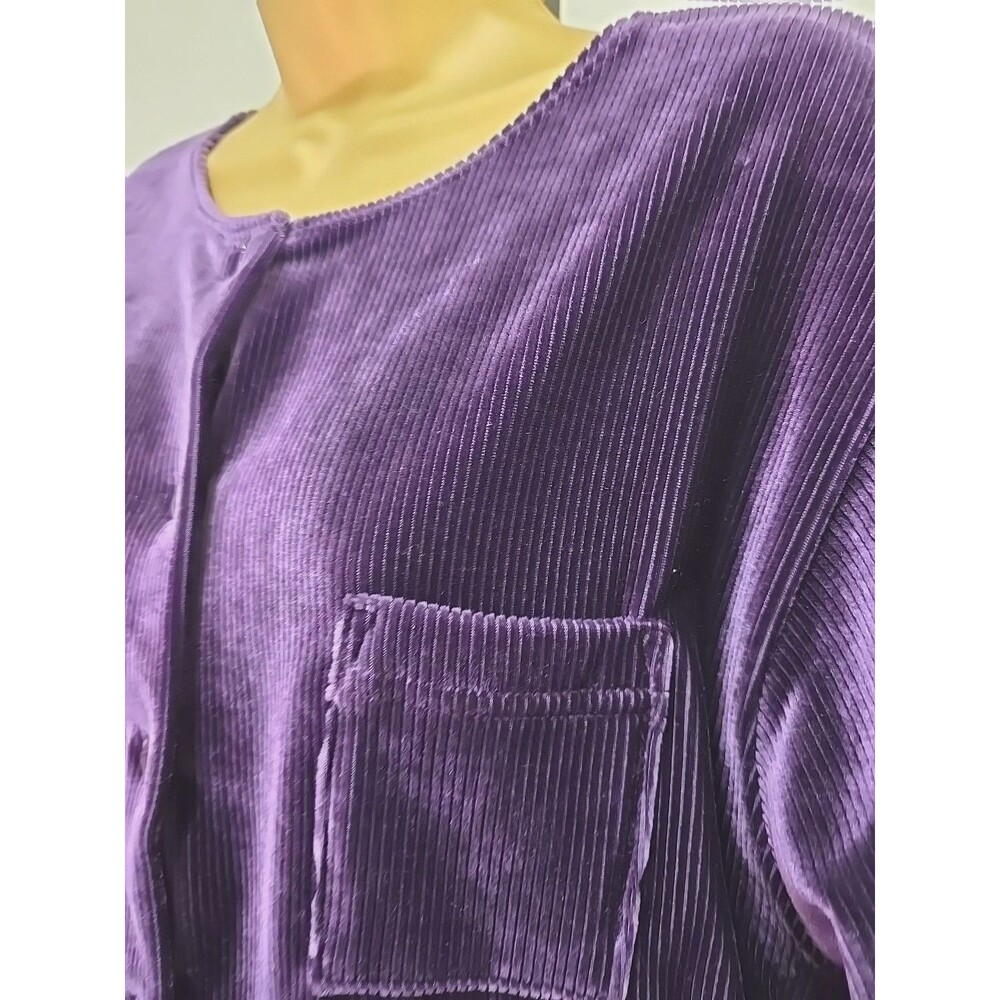 Wide Wale Corduroy Top Jacket Womens Lge Chenille Purple Pockets Teacher Office